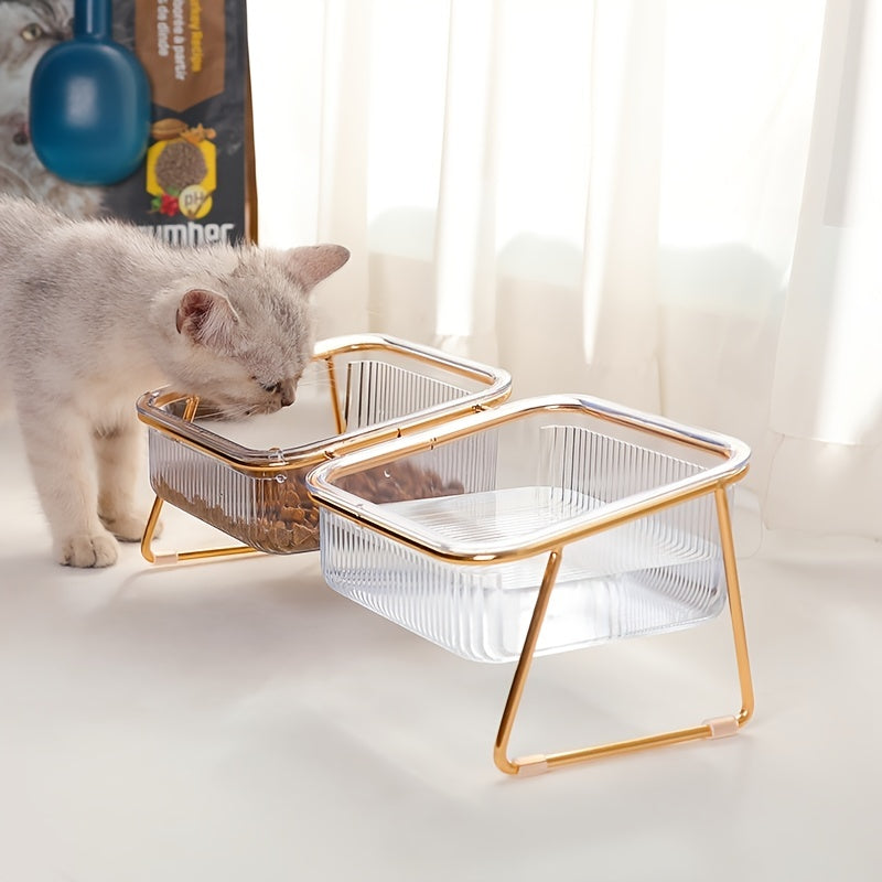 Stylish Luxe Non-Slip Double Tilted Pet Bowl Feeder with Stand